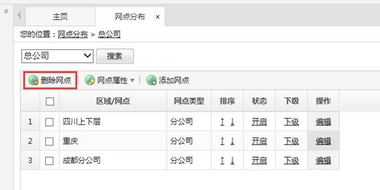 删除网点